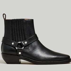 Madewell Black Leather Ankle Booties with Silver Accents